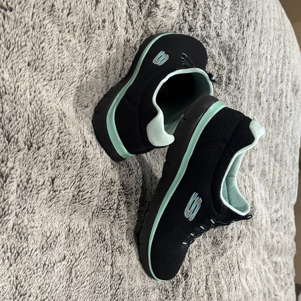 Skechers Women’s Black and Mint Sneakers